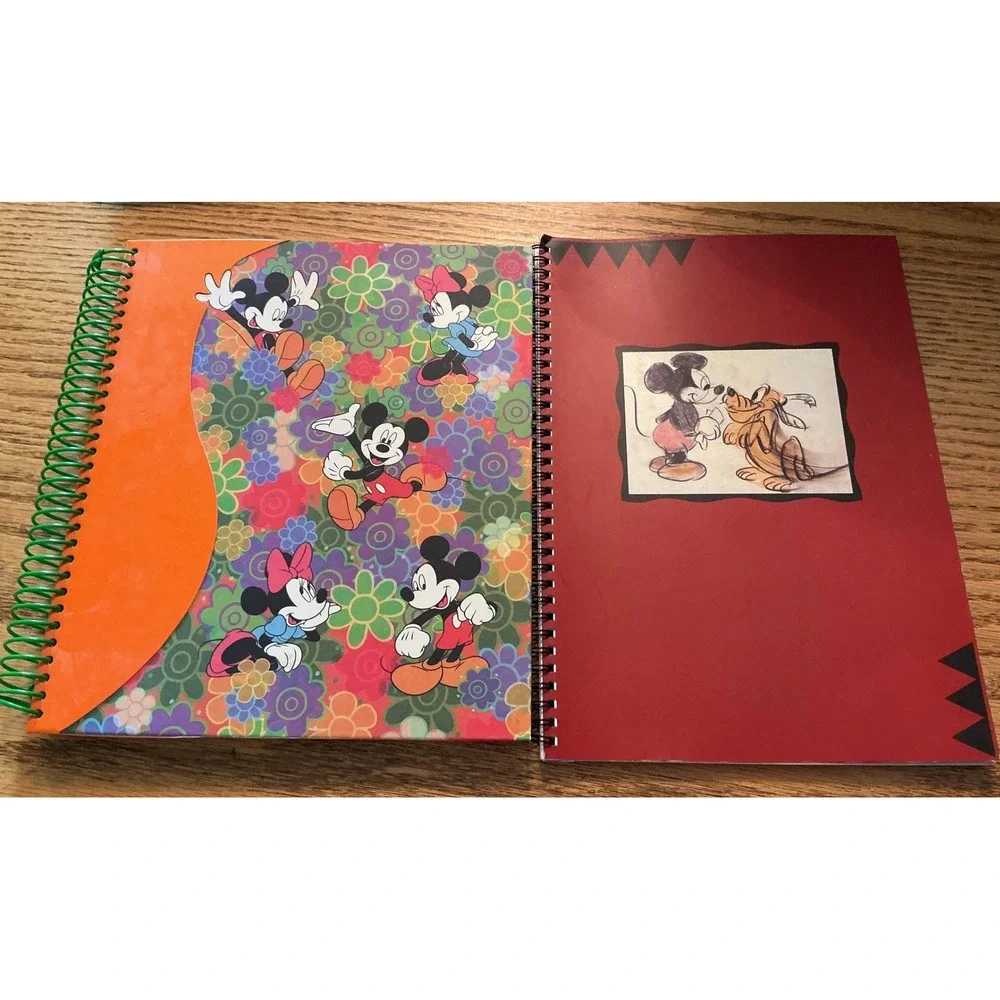 Vintage Disney Store Mickey Minnie Mouse Floral Spiral Notebook Pluto Sketch Pad